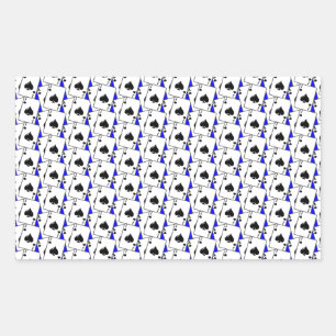 Pegatina Rectangular Blackjack Spades Blue