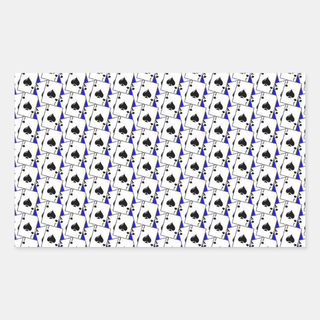 Pegatina Rectangular Blackjack Spades Blue (Anverso)