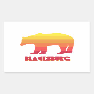 Pegatina Rectangular Blacksburg Virginia Rainbow Bear