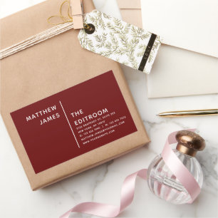 Pegatina Rectangular Blanco Borgoña Mínimo Simple Moderno