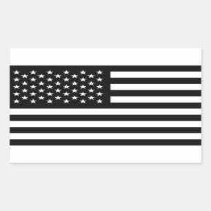 Pegatina Rectangular Blanco del negro de la bandera americana