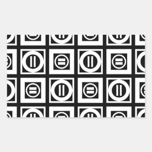 Pegatina Rectangular Blanco en modelo geométrico negro del signo de