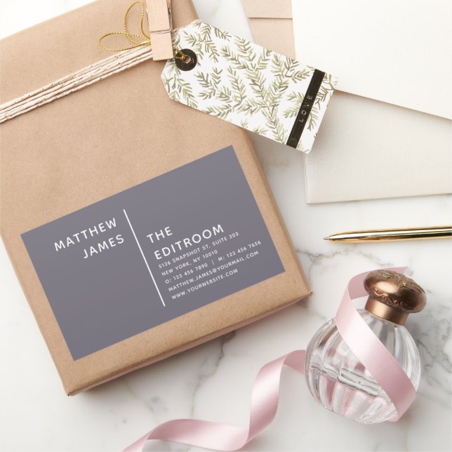 Pegatina Rectangular Blanco gris morado minimo y simple moderno (Regalar)