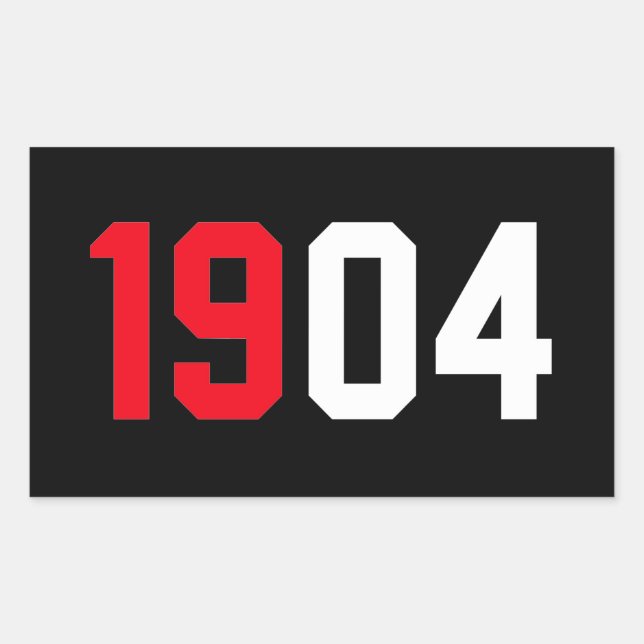 Pegatina Rectangular Blanco Rojo de Benfica 1904 (Anverso)