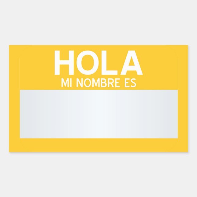 Pegatina Rectangular Blank Hola Mi Nombre Es ... ¡Personalizable (Anverso)