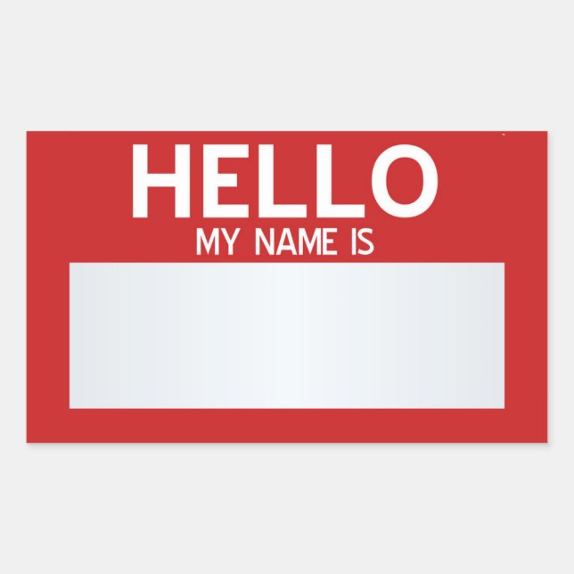 Pegatina Rectangular Blank Hola Mi Nombre Es ... ¡Personalizable (Anverso)