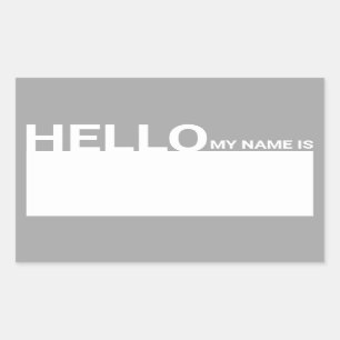 Pegatina Rectangular Blank Moderno Hola Mi Nombre Es Gris