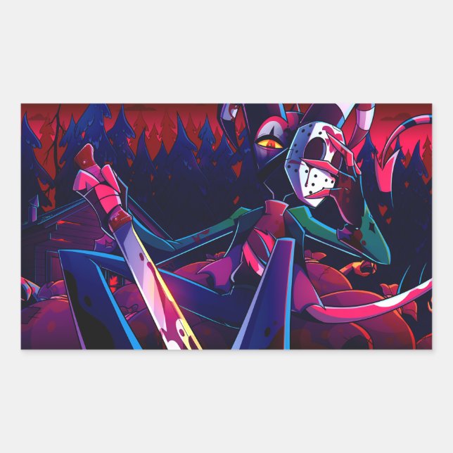 Pegatina Rectangular Blitz Halloween Slasher | Helluva Boss |  (Anverso)