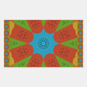 Pegatina Rectangular Bloom Kaleidoscope Un vibrante color de impresión