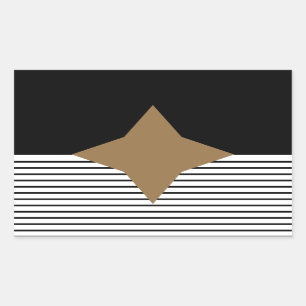 Pegatina Rectangular Bloqueo de color blanco negro y diamante marrón