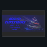 Pegatina Rectangular Blue Christmas Stars String de luces elegantes<br><div class="desc">Blue Christmas Tree Stars String de Luces Elegante Pegatina,  Añadir nombre o tu texto</div>