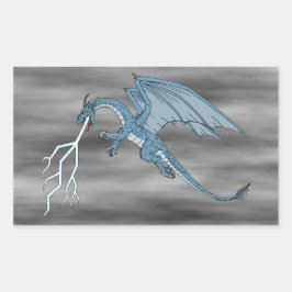 Pegatina Rectangular Blue Dragon Spitting Lightning