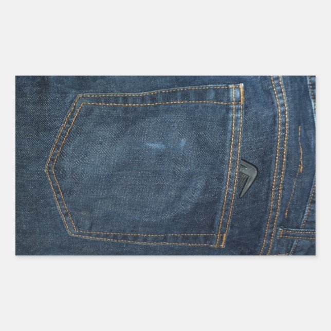 Pegatina Rectangular Blue Jeans Denim Pocket (Anverso)