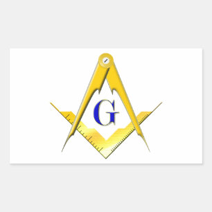 Pegatina Rectangular Blue Lodge Square & Compass