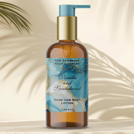 Pegatina Rectangular Blue Marble & Gold Glitter Cosmetics Bottle Label