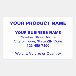 Pegatina Rectangular Blue Minimal Plain Textos de producto sobre blanco