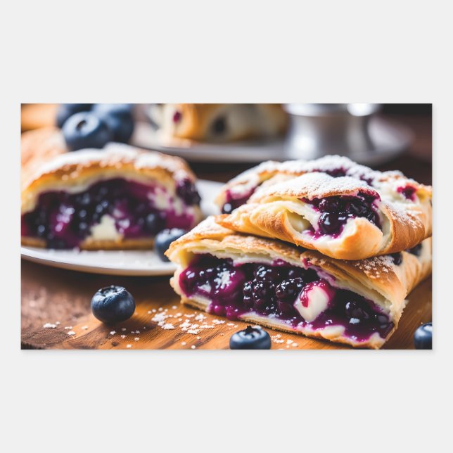 Pegatina Rectangular Blueberry Strudels (Anverso)