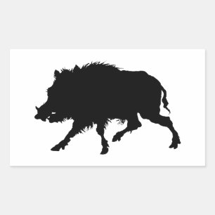 Pegatina Rectangular Boar salvaje o cerdo salvaje elegante silueta