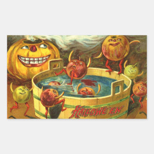 Pegatina Rectangular Bobina de Apple Halloween