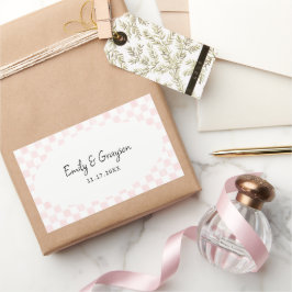 Pegatina Rectangular Boda con patrón de tablero de ajedrez pintado de r