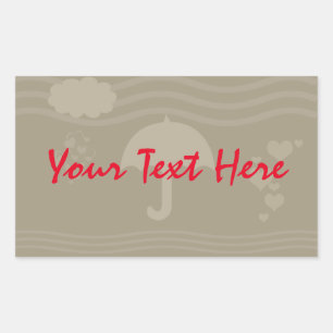 Pegatina Rectangular Boda de Baby Shower Romántico Holiday Hearts Rain
