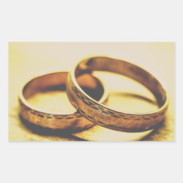PEGATINA RECTANGULAR BODA DE BANDAS DE BODA DE ORO