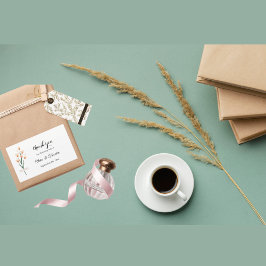 Pegatina Rectangular Boda de flores silvestres rosadas de moda