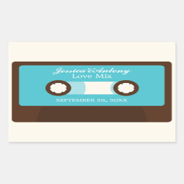 Pegatina Rectangular Boda de mixtape retro