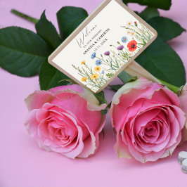 Pegatina Rectangular Boda del prado de flor salvaje de primavera