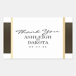 Pegatina Rectangular Boda | Elegante geométrico formal de oro sobre neg
