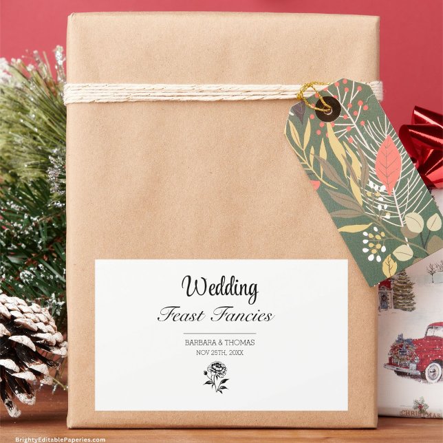 Pegatina Rectangular Boda Fantasmas Peony Floral acuarela (Peony Perfection: Elevate your wedding details with the exquisite charm of Wedding Feast Fancies.)