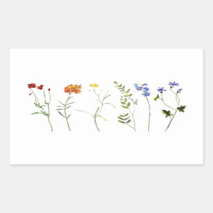 Pegatina Rectangular Boda floral minimo del Orgullo Gay LGBTQ