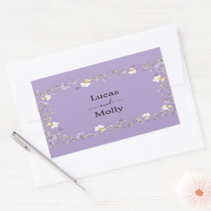Pegatina Rectangular Boda floral Purple Wildflower Summer