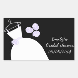 Pegatina Rectangular Boda Gown Purple Bridal Shower rectángulo negro