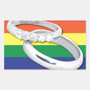 Pegatina Rectangular Boda lesbiana gay