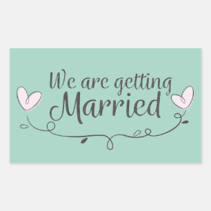 Pegatina Rectangular Boda moderno nos están casando con Doodle