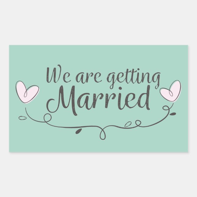 Pegatina Rectangular Boda moderno nos están casando con Doodle (Anverso)