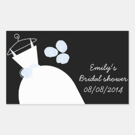 Pegatina Rectangular Boda Rectángulo de ducha azul cielo azul negro