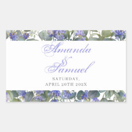 Pegatina Rectangular Boda Romántica de Eucalipto y Lavanda