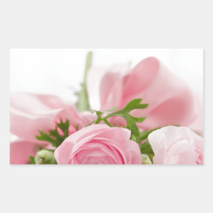 Pegatina Rectangular Boda romántico Amor Flor rosa suave Bouquet