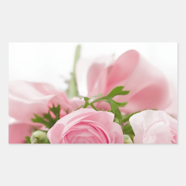Pegatina Rectangular Boda romántico Amor Flor rosa suave Bouquet (Anverso)