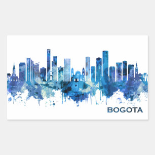Pegatina Rectangular Bogota Colombia Skyline Blue