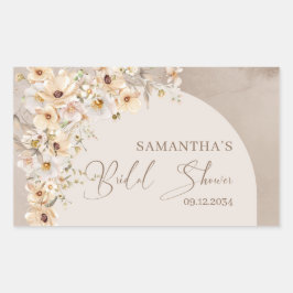 Pegatina Rectangular Boho marzo verano Flor silvestre Rustic Bridal Sho