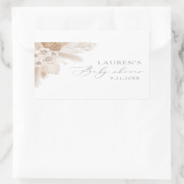 Pegatina Rectangular Boho Pampas Grass Baby Shower