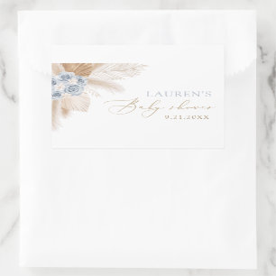 Pegatina Rectangular Boho Pampas Grass Boy Baby Shower