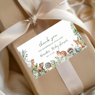 Pegatina Rectangular Boho Pampas Woodland Baby Shower Gracias