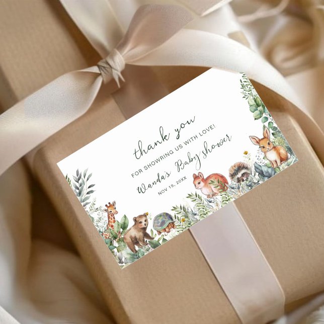 Pegatina Rectangular Boho Pampas Woodland Baby Shower Gracias (Subido por el creador)