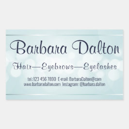 Pegatina Rectangular Bokeh azul simple y elegante