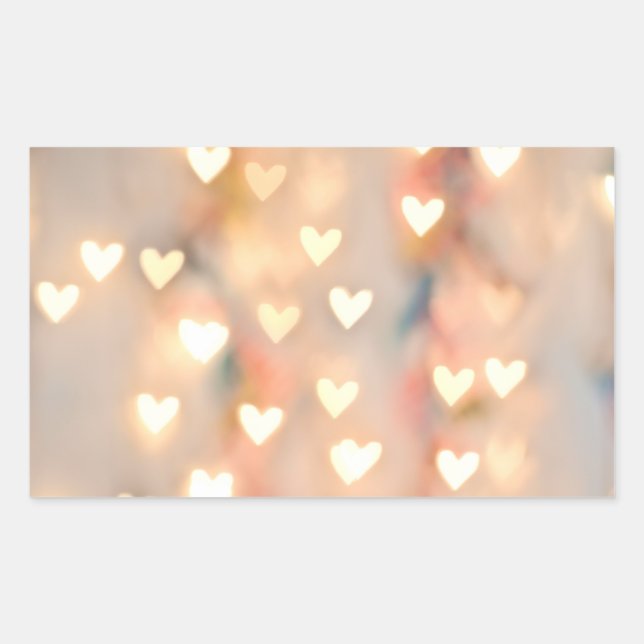 Pegatina Rectangular Bokeh Heart Twinkling Luces Purpurinoso Shimmer Ro (Anverso)