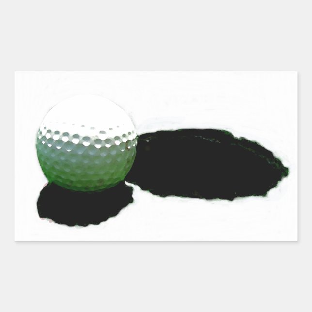 Pegatina Rectangular Bola de golf y taladro (Anverso)